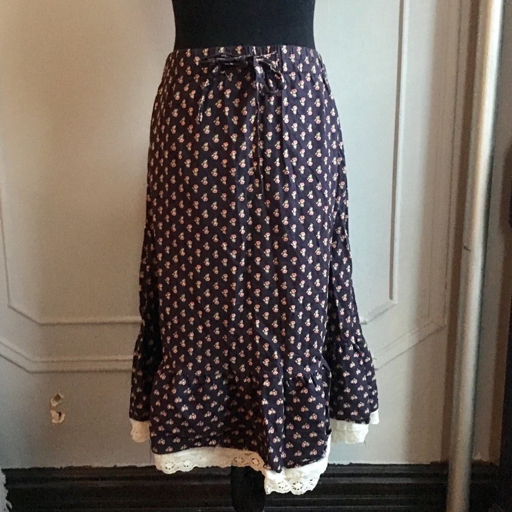 ❤️ Vintage Calico Prairie Skirt w/Elastic Waist